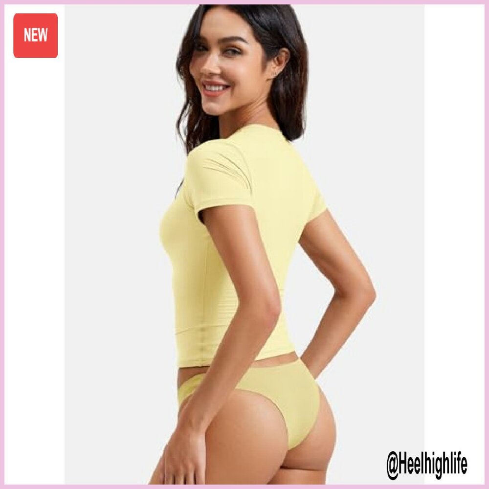 Fitted Compression Crop Top Double Lined Workout … - image 5